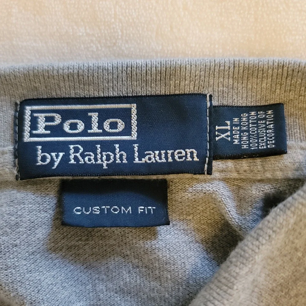 Ralph Lauren Mens XL Custom‎ Fit Gray Short Sleeve Pique Polo Shirt Pony Logo